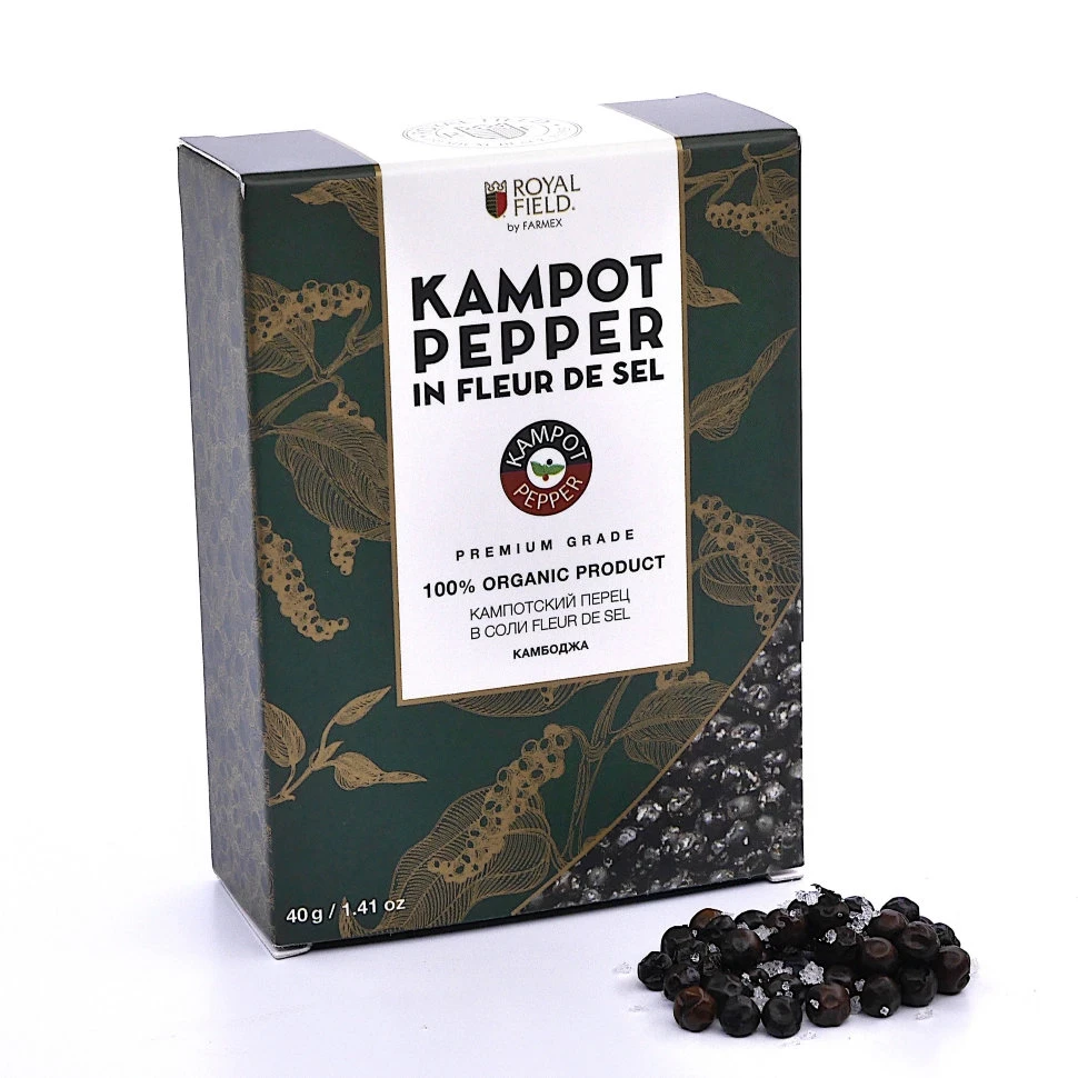 Кампотский перец в кристаллах соли Kampot Fleur de Sel, 40 г  
